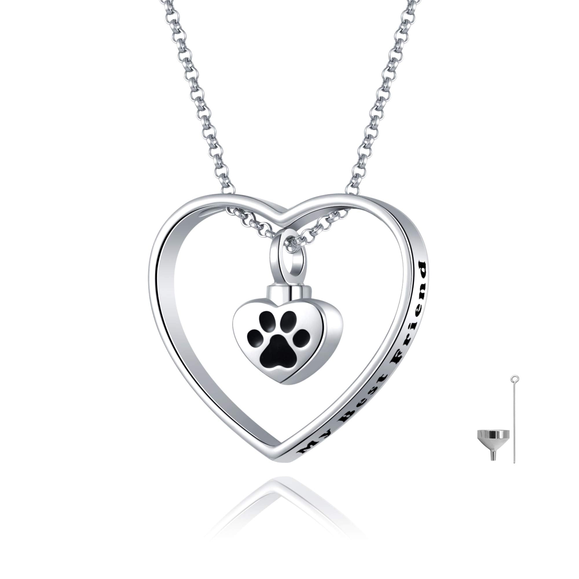 Jxjl Memorial Heart Cremation Urn Necklace For Ashes Keepsake S925 Sterling Silver Eternity Circle Pendant Necklace Of Pets Cats Dogs Cremation Ashes