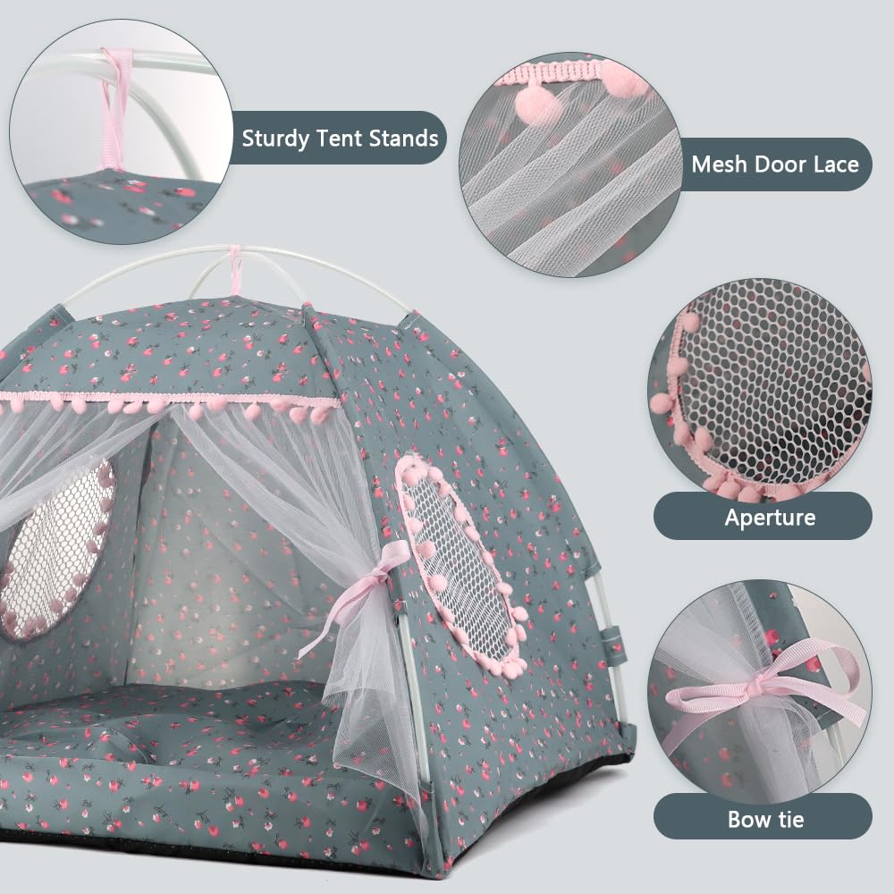 Pawstrip Dog Tent Indoor Cat House Pink Puppy Bed Portable Pet Teepe Princess Dog Camping Tent Outdoor Kitten Houses Cute Bunny