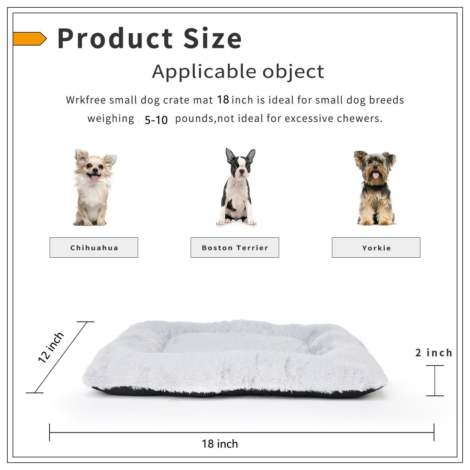 Wrkfree Small Dog Crate Beds 18 Deluxe Plush Dog Kennel Mat Fulffy Comfy Anti-Slip Pet Sleeping Mat For Tiny Dogs Breeds 18 X 12