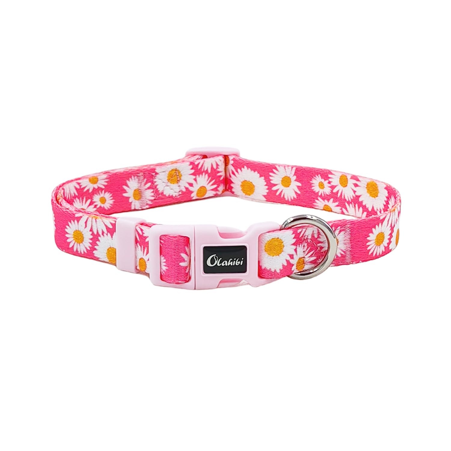 Olahibi Basic Dog Collar, Daisy Floral Pattern, Soft And Durable Polyester Material, Adjustable Length, For Puppy Dogs.(Extra Sm