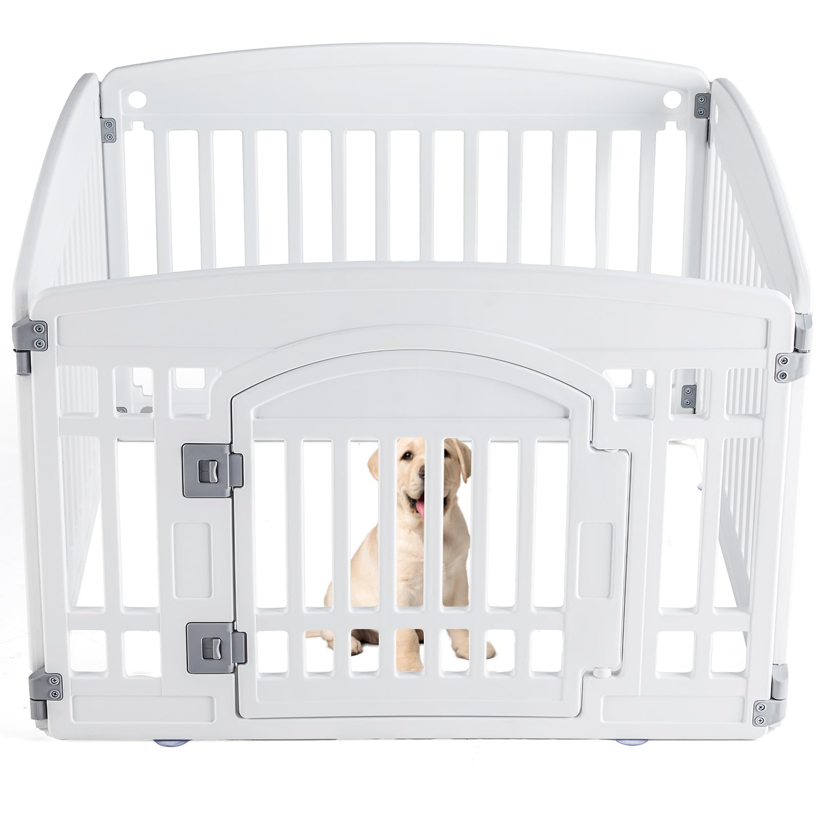 Sweetcrispy Plastic Dog Playpen - 4-Panel 24'' Expandable & Durable Pet Fence For Medium Dogs - Indoor & Outdoor Portable Puppy 