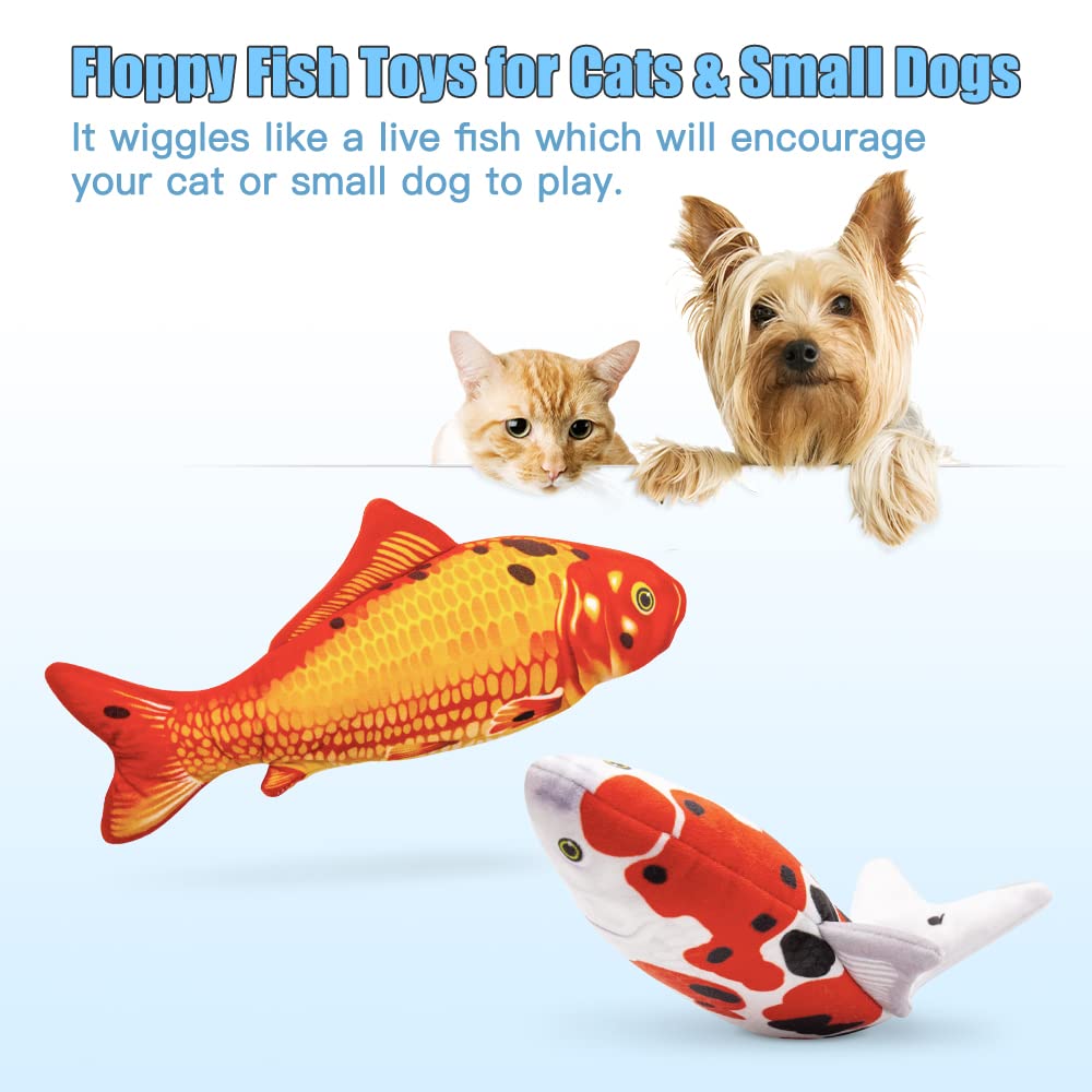 Tooge 2 Pack 11' Floppy Fish Cat Toys With Silvervine And Catnip For Indoor Cats Interactive Flopping Fish Cat Kicker Catnip To