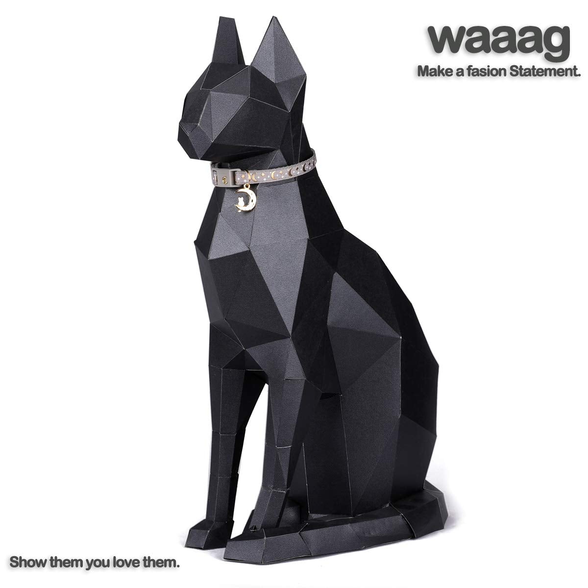 Waaag Cat Collars, Gold Moons And Stars Cat Collar, Safety Breakaway Cat Collar, Glow In The Dark (Kitten 6.5''-10'' Neck, Grey)