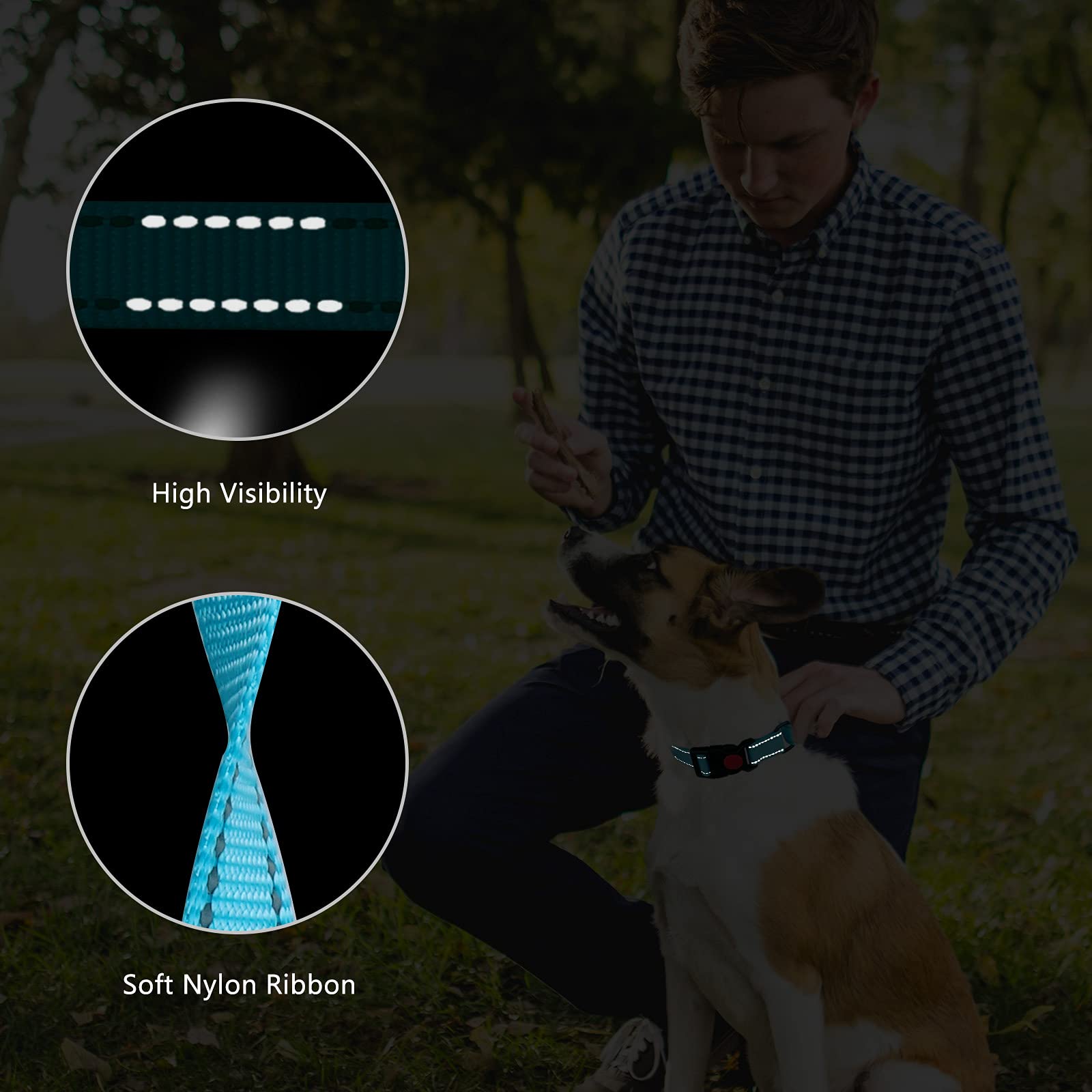 Martingale Dog Collar And Leash Set Martingale Collars For Dogs Reflective Martingale Collar For Small Medium Large Dogs(Sky Blue&L)