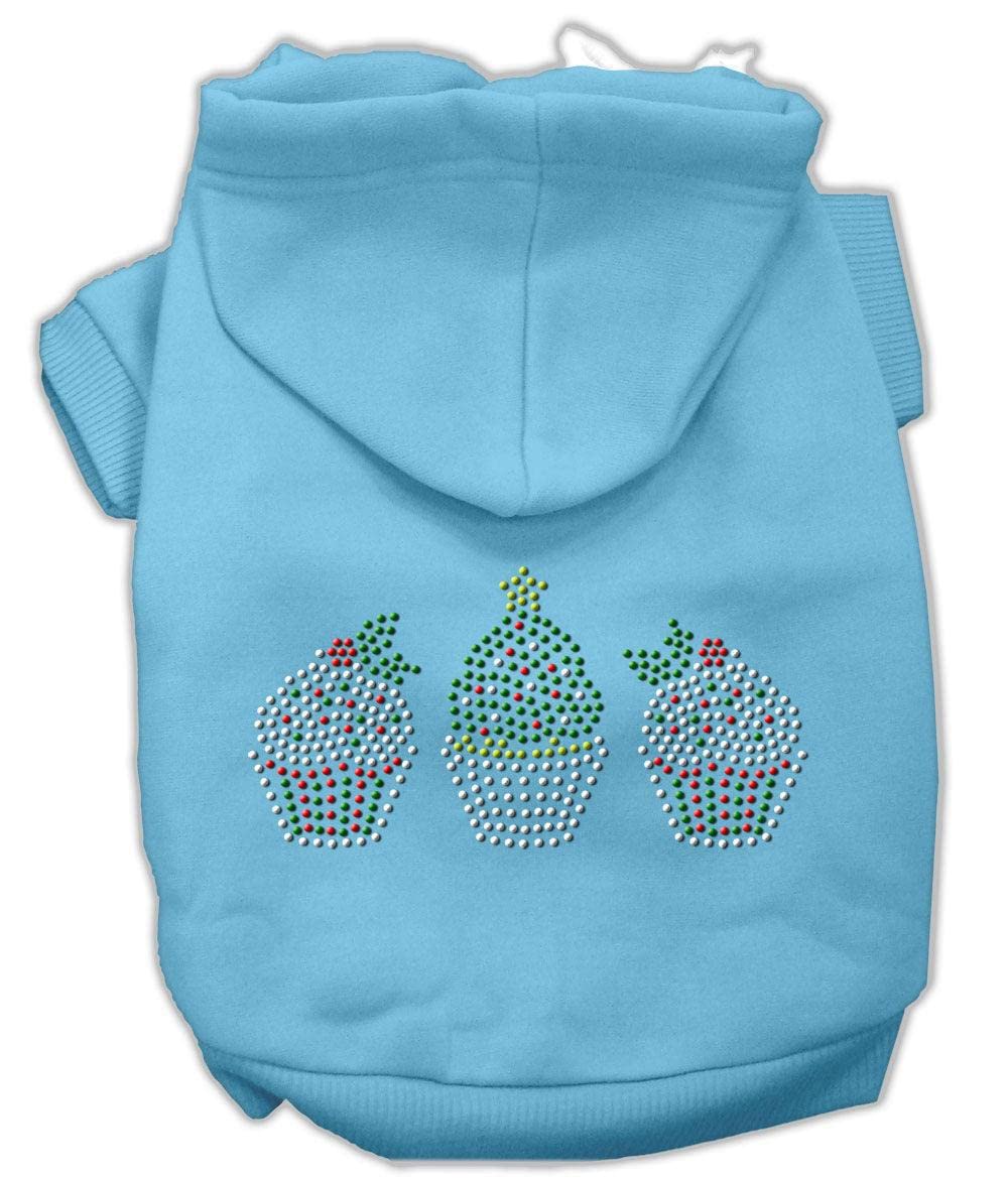 Mirage Pet Products 8-Inch Christmas Cupcakes Rhinestone Hoodie, X-Small, Black