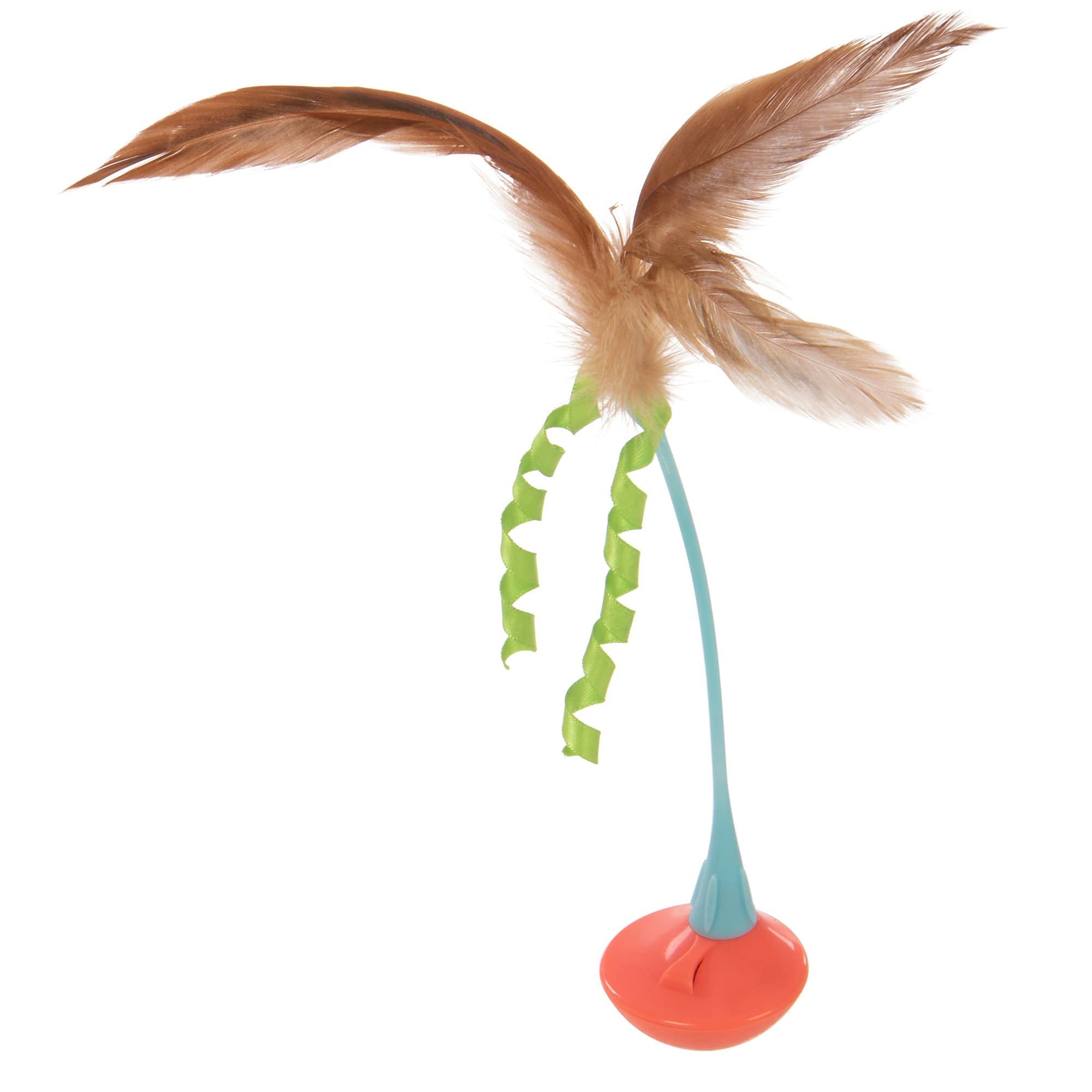 Petlinks Tippy Teaser Cat Toy - Self Righting Rocking Feather, Blue/Orange, One Size, Plastic, Model 42009