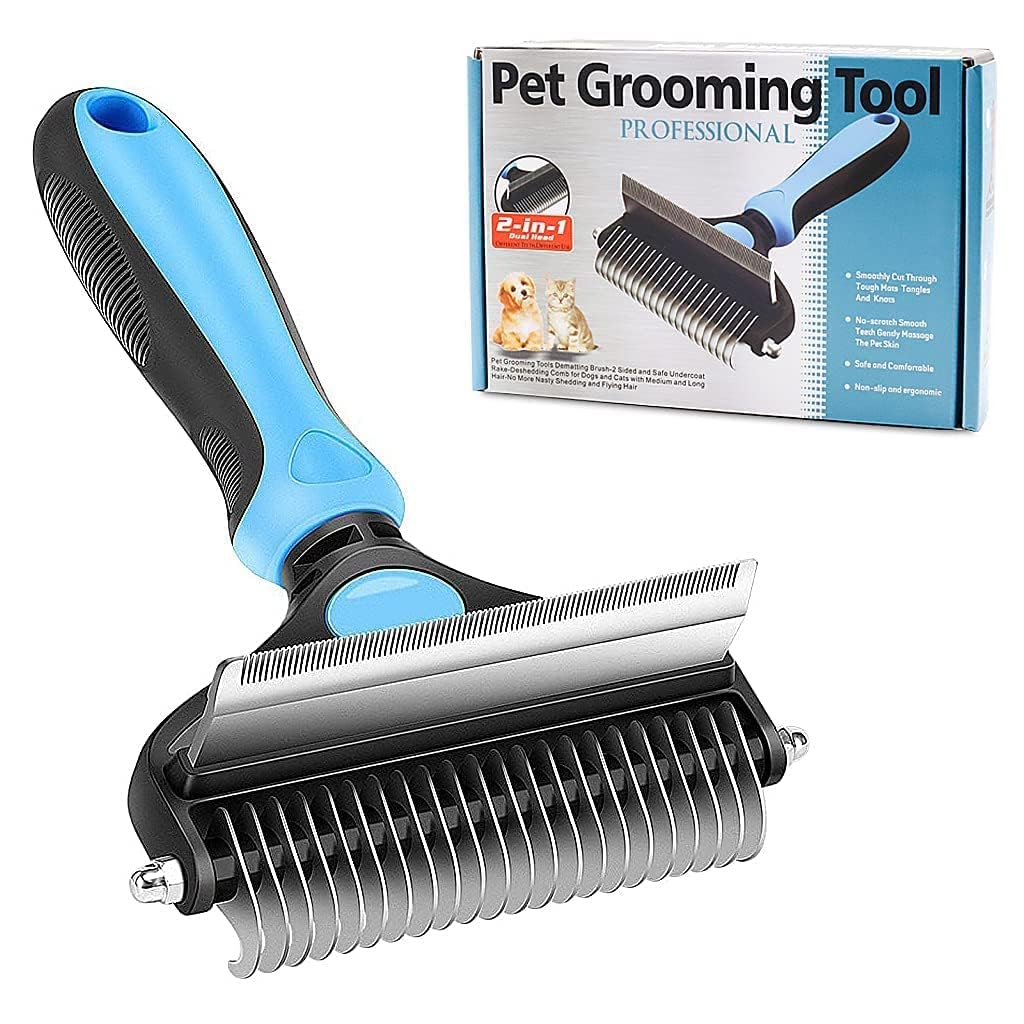 Sixfire 2 In 1 Dog Brush Dogs Comb Deshedding Tool & Dematting Undercoat Rake For Mats & Tangles Removing, Dog Grooming Kit Desh