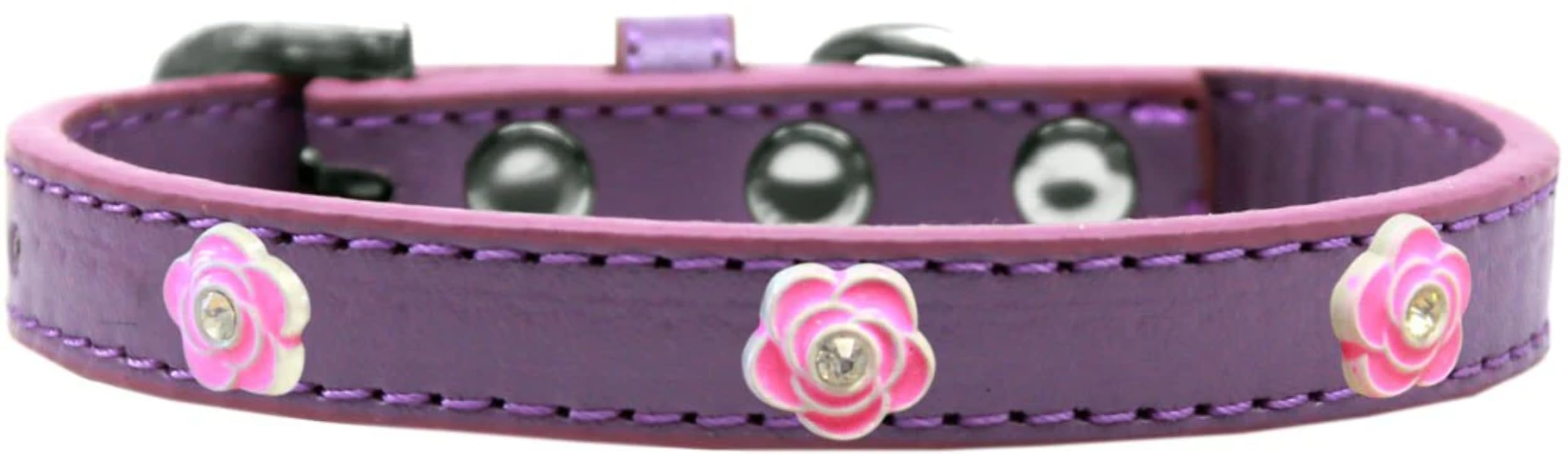 Dog, Puppy & Pet Widget Fashion Collar, Bright Pink Roses Red 16