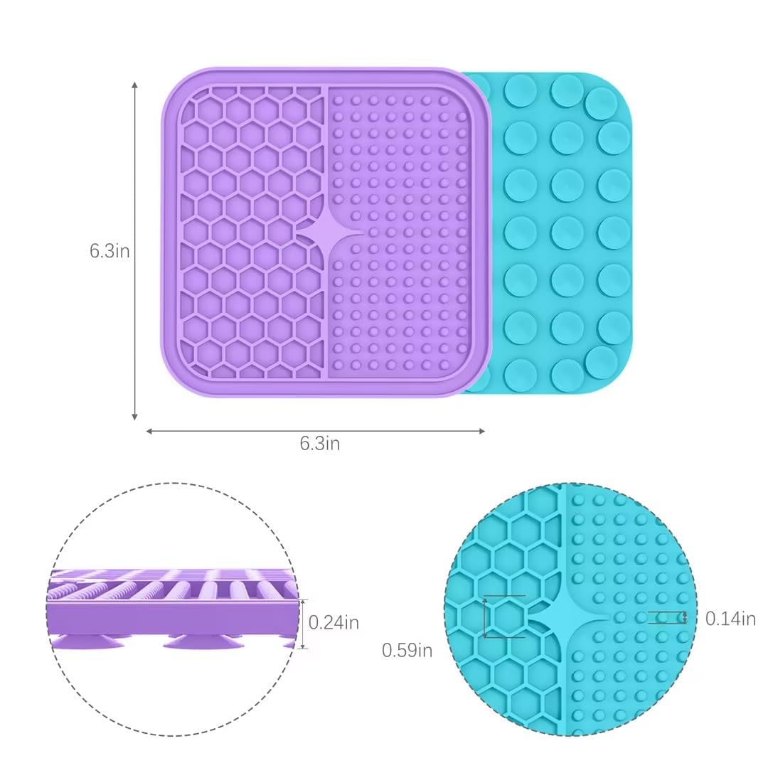 MateeyLife 2PCS Small Lick Mat for Dogs and Cats, Licking Mats for Dog Anxiety Relief, Cat Peanut Butter Lick Pad for Boredom Re