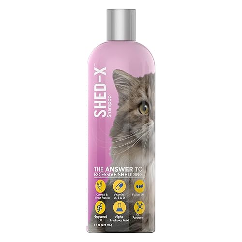 Shed-X Shed Control Shampoo for Cats, 8 oz - Reduce Shedding - Shedding Shampoo Infuses Skin and Coat with Vitamins and Antioxid