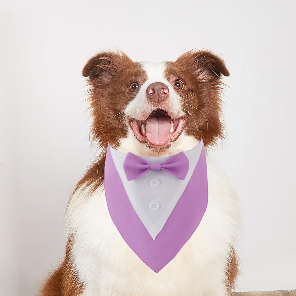 Bnibol Dog Tuxedo Collar For Wedding Engagement And Birthday, Formal Bandana Suit Tux Costume With Bow Tie And Adjustable Buckle