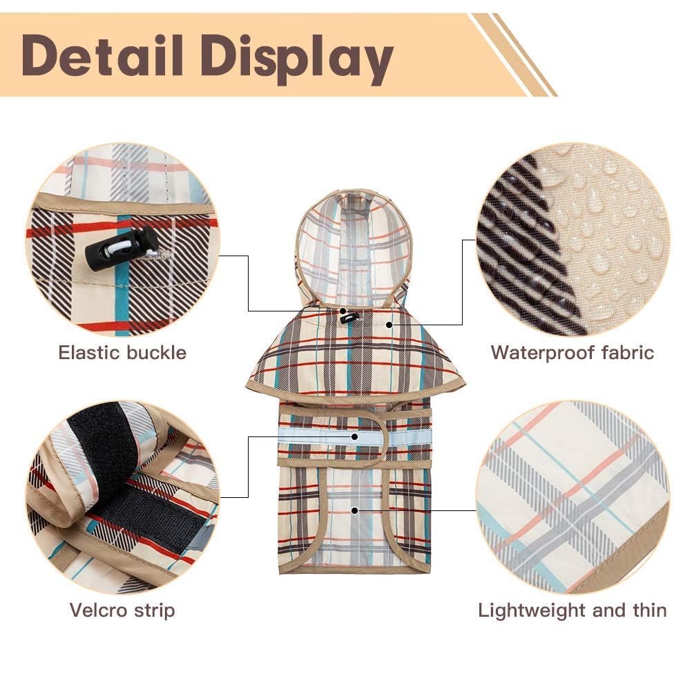 KOOLTAIL Dog Raincoat Hooded Slicker Poncho with Leash Hole, Raincoat for Medium Large Dogs, Waterproof Doggie Rain Jacket with