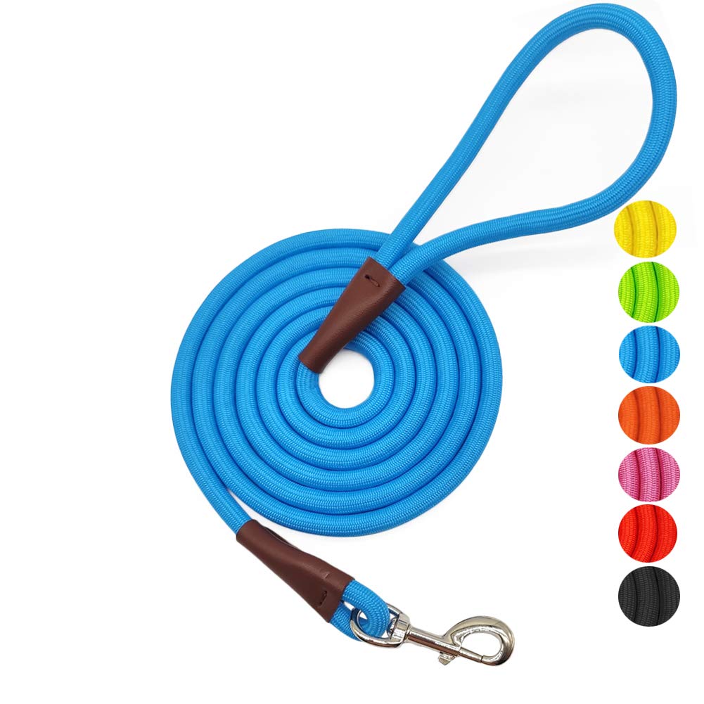 Maypaw 6/8/10 Ft Small Dog Leash, Classic Solid Colors, Strong Nylon Rope Dog Leash Reinforced With Leather Tailor Connection He