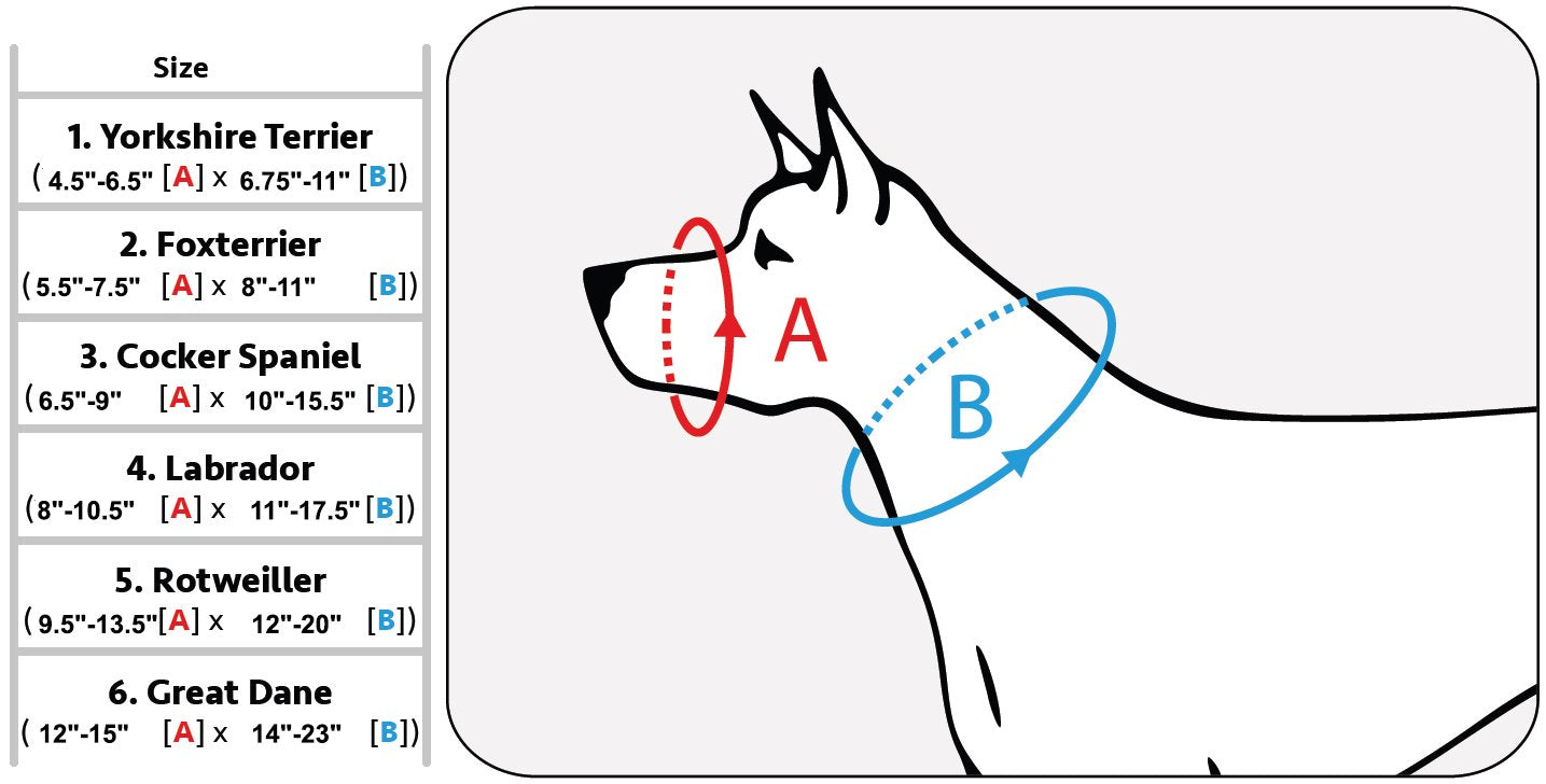 Adjustable Dog Muzzle 6 Sizes Red (XXS: 4.5-6.5 Snout Circumf.)
