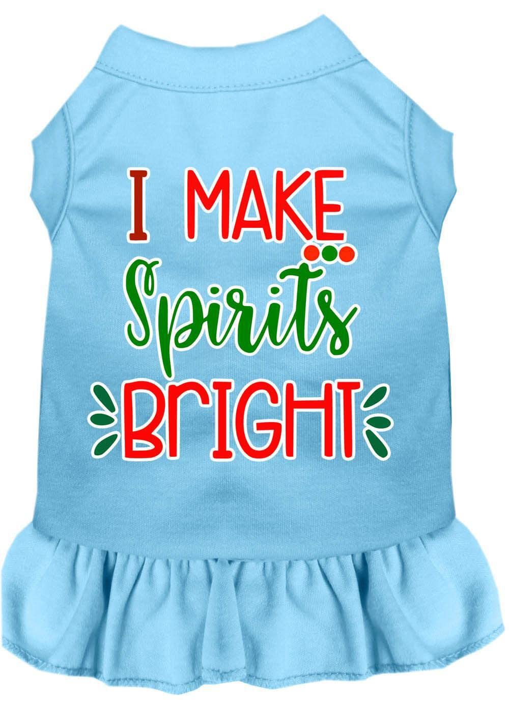 Christmas Pet Dog & Cat Dress Screen Printed, "I Make Spirits Bright" Black W/Bright Pink LG (10-14 lbs.)
