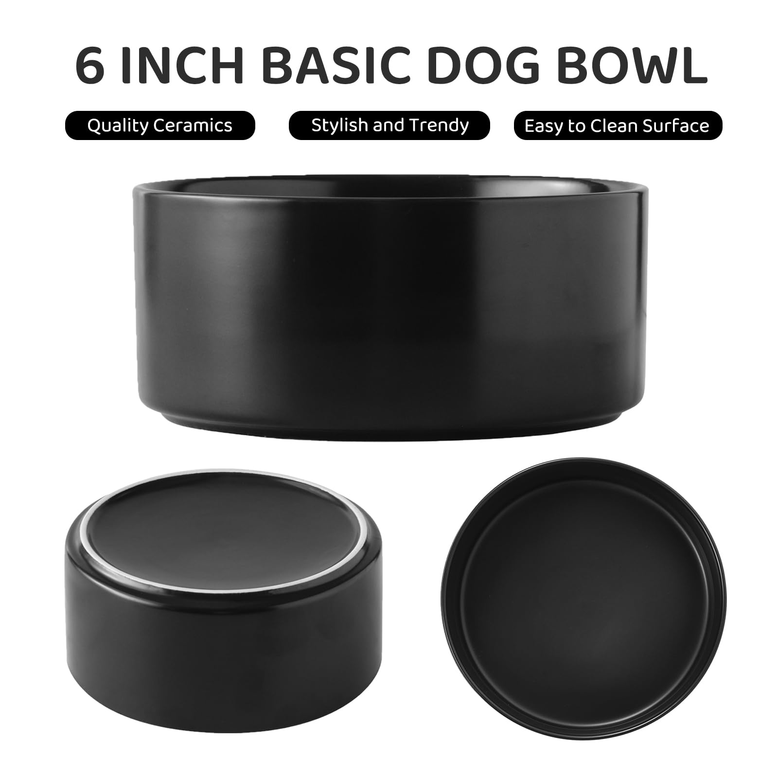 Welloyed Raised Ceramic Dog Bowl Set - Elevated Dog Bowls with Non Slip Bamboo Stand, Food and Water Bowl Set for Small and Medi