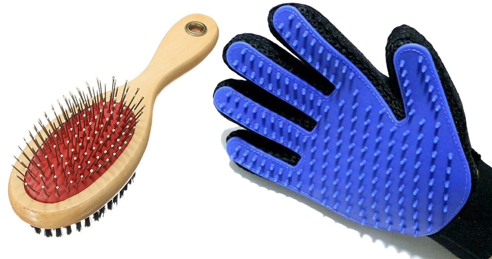 Rvpaws Comb Pack 2 In 1 Pet Grooming Accessories, Massaging And Deshedding For Dogss, Puppies & Cats (True Touch Glove + Wooden 