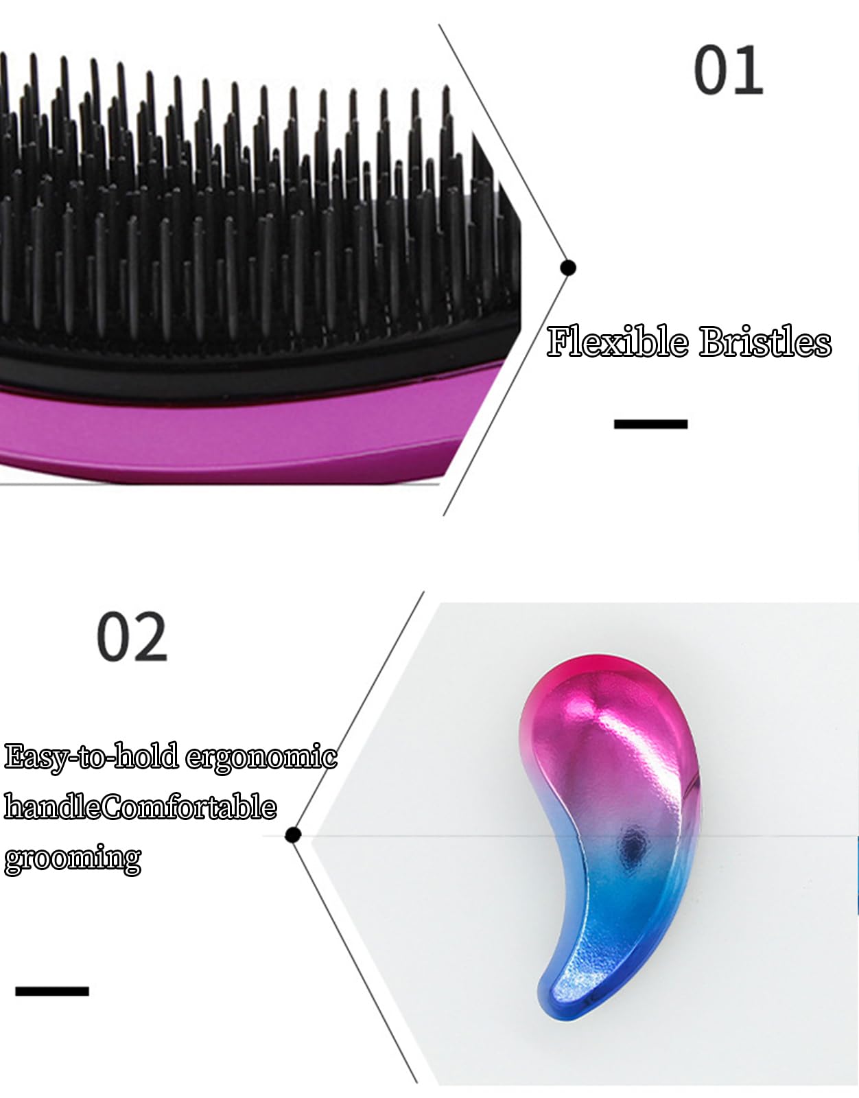 MAEELOU Small Dog Brush- Grooming Tool for Teddy, Yorkies, Maltese, Shih Tzu, Chihuahua - Puppy Hair Brush (Electroplating Blue)