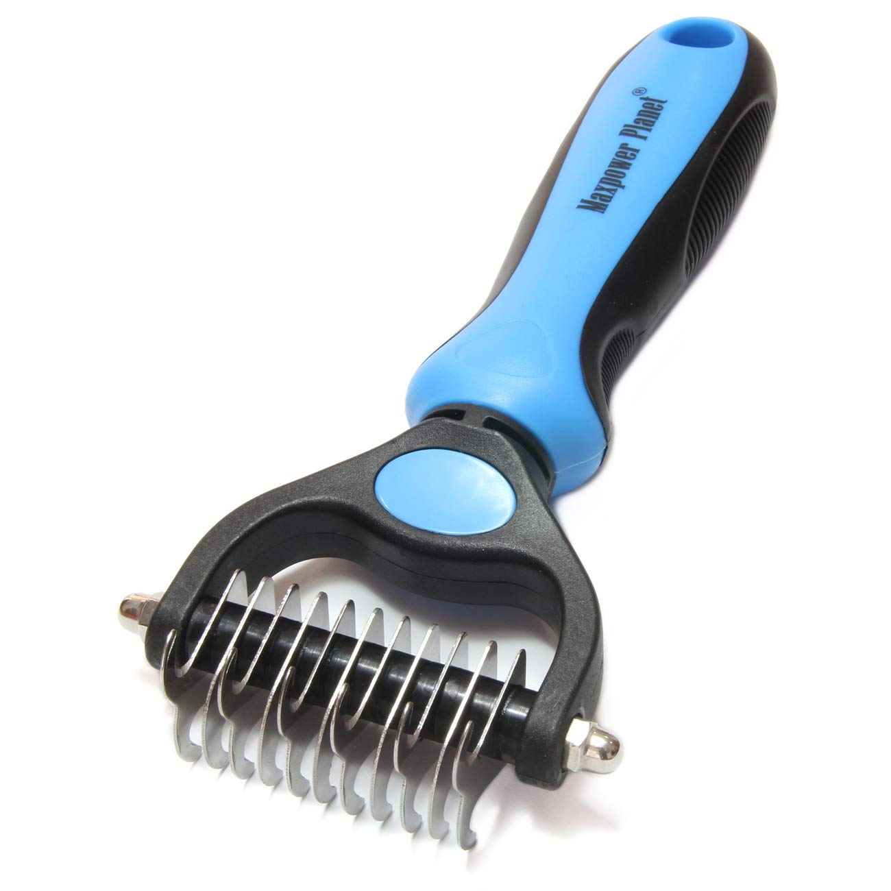 Maxpower Planet Pet Grooming Brush - Double Sided Dematting Undercoat Rake For Dogs And Cats, Extra Wide Pet Brush To Reduce She