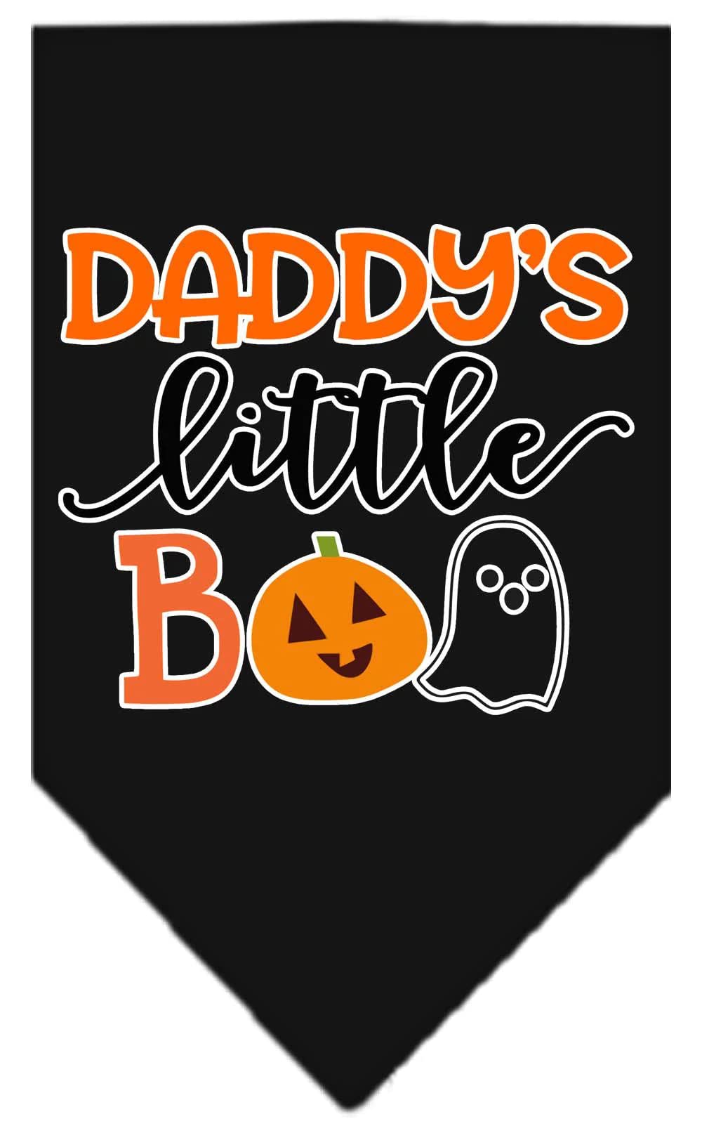 Halloween Pet and Dog Bandana Screen Printed, "Daddy's Little Boo" Red Large