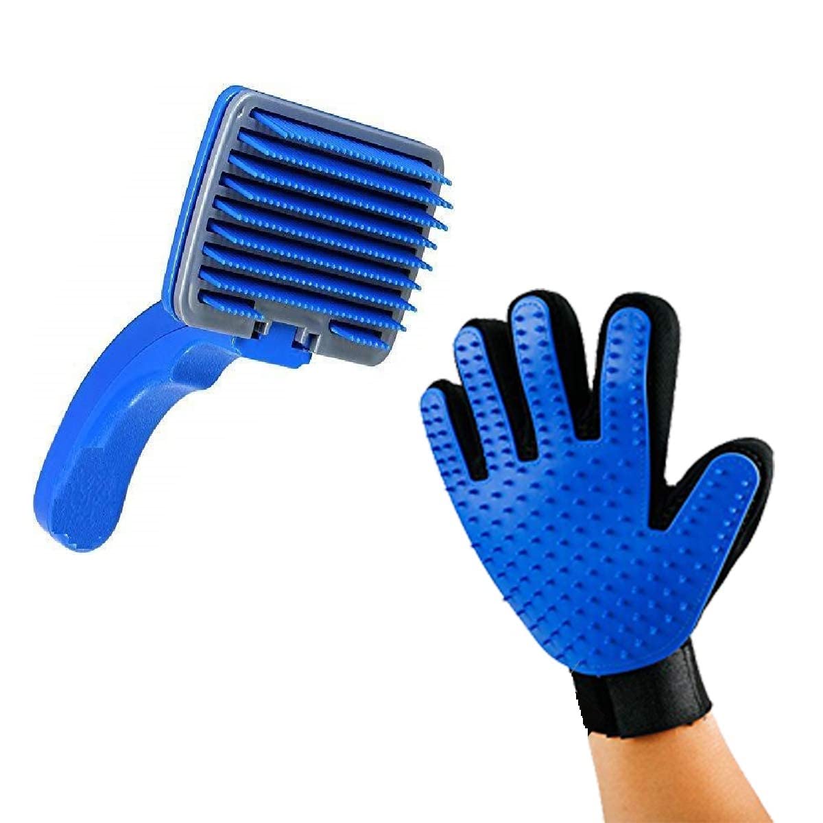 Rvpaws Dog Slicker Brush Pet Grooming Glove For Dogs And Cats Shedding Small Medium Large Breeds (Blue) Pet Hair Remover GloveM