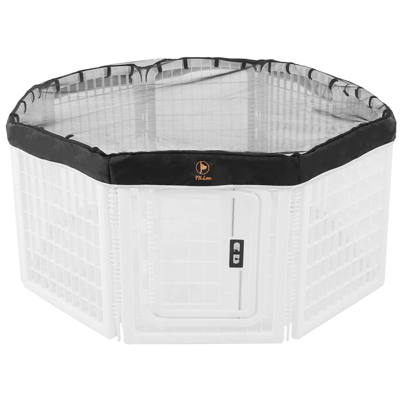 Pjyucien Dog Playpen Mesh Top Cover, Fits 24 Inch 8 Panels Regular Octagon Plastic Exercise Pet Pen, Adhesive Tape Connections, 