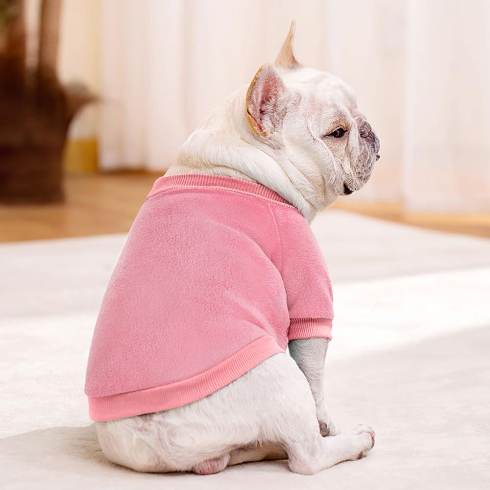 Idepet Dog Fleece Sweater - Soft Puppy & Cat Pullover Sweatshirt - Warm Winter Shirt (Small, Pink)