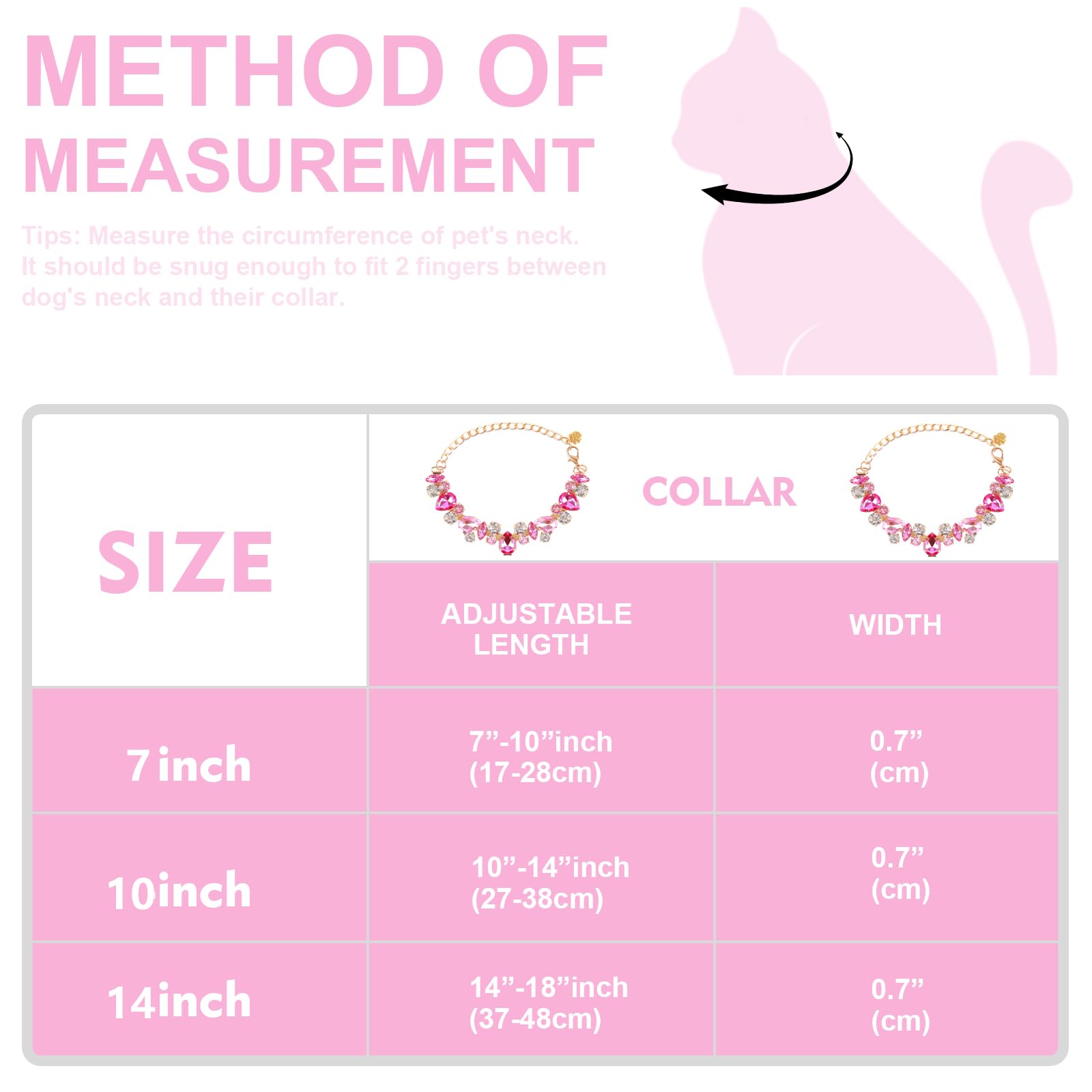 Howwfaly Dog Collar And Cat Collar Gold Chain Necklace Stainless Steel Adjustable Pink Diamonds Collar With Cute Pet Paw For Sma