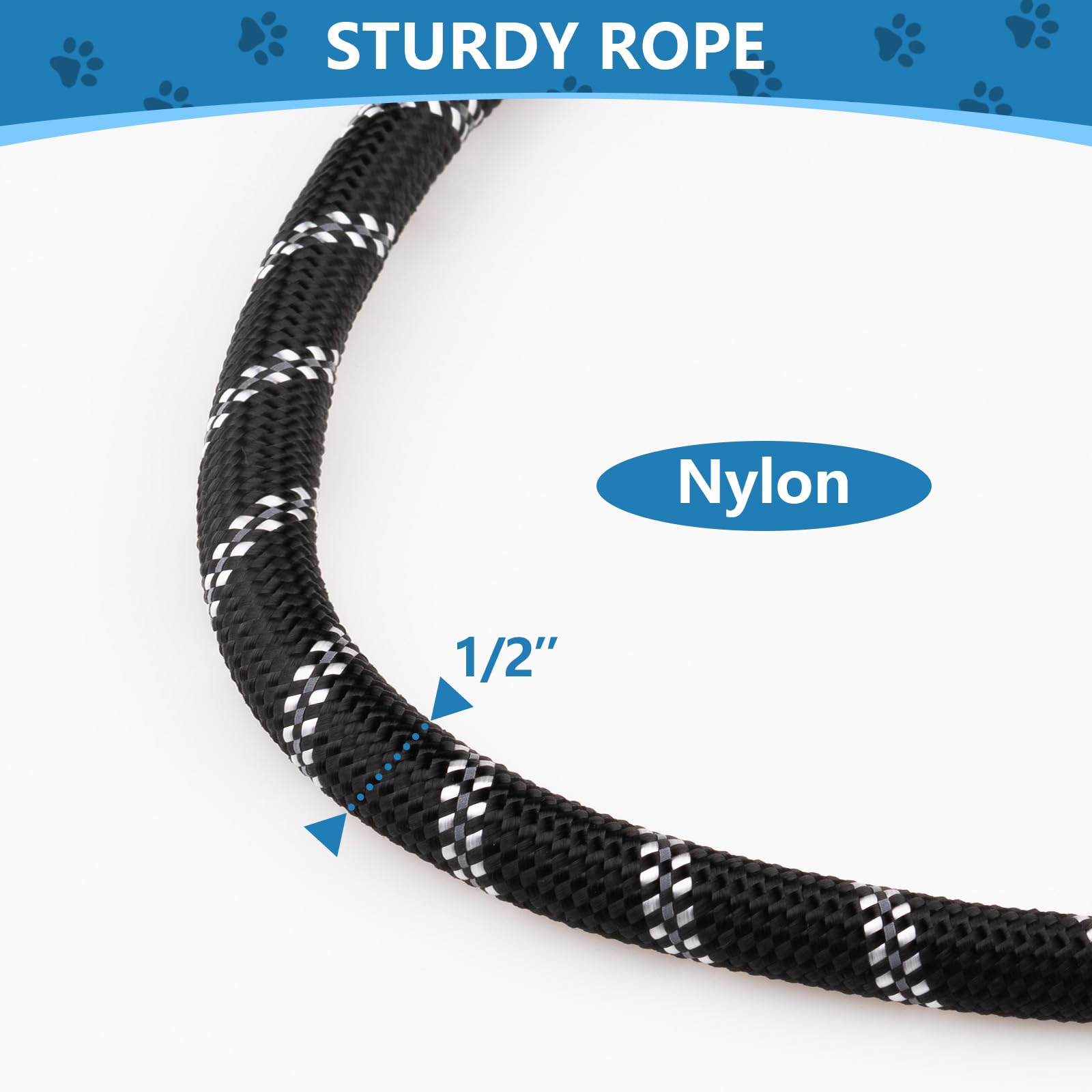 Rpeconu 5Ft Dog Leash With Soft Padded Handle, Pet Highly Reflective Leash For Small Medium Large Sized Dogs, 1/2 Inch, Black