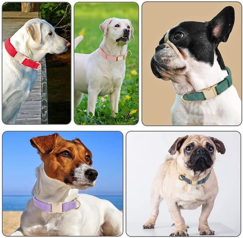 Ewinoom Soft Dog Collar With Metal Buckle Adjustable Durable Comfort Cotton Corduroy Collars For Large Medium Small Dogs Christm