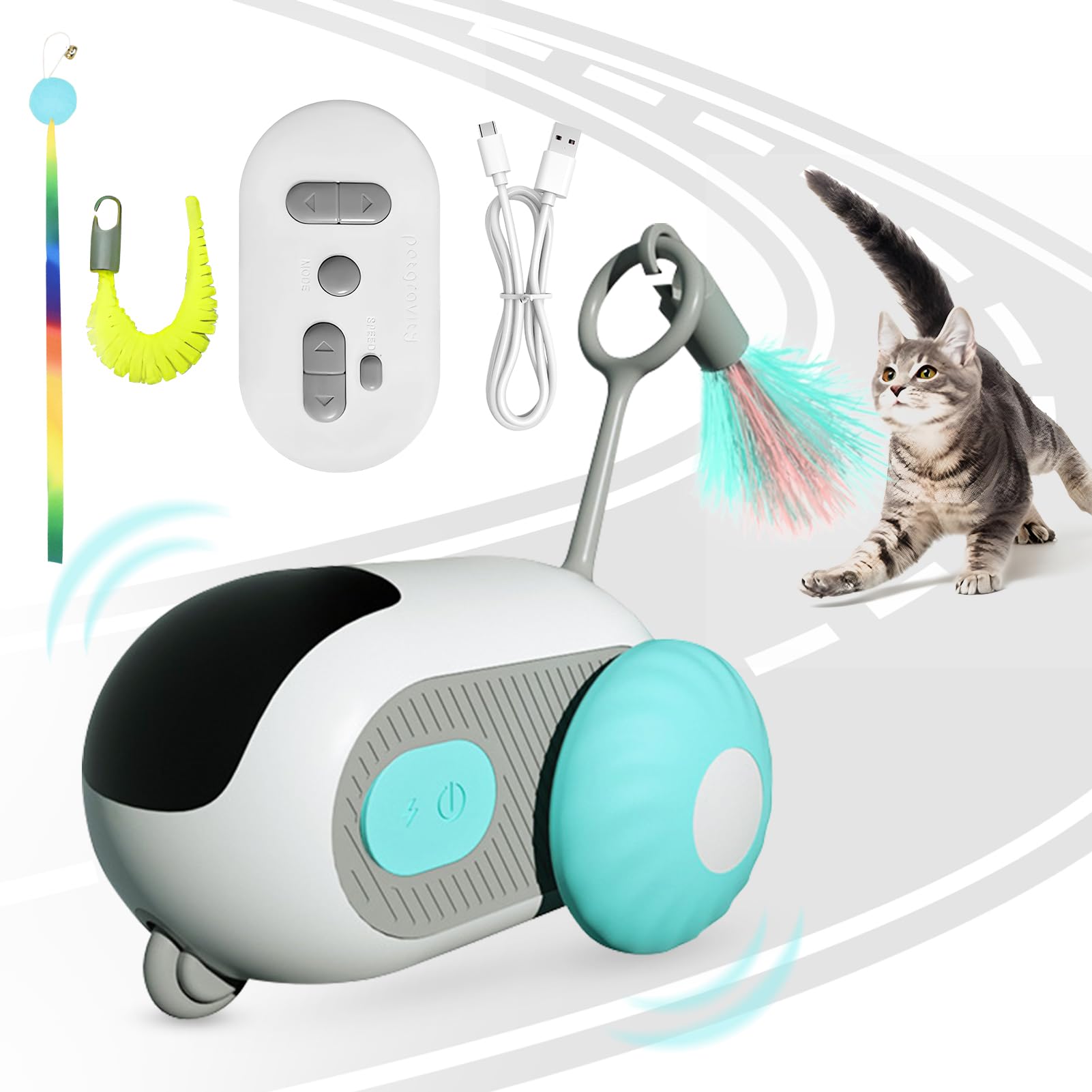 Remote Control Smart Electric Interactive Cat Toy Smart Turbo Tail Automatic Car Toys For Indoor Bored Cats Robot Rc Cat Mental 