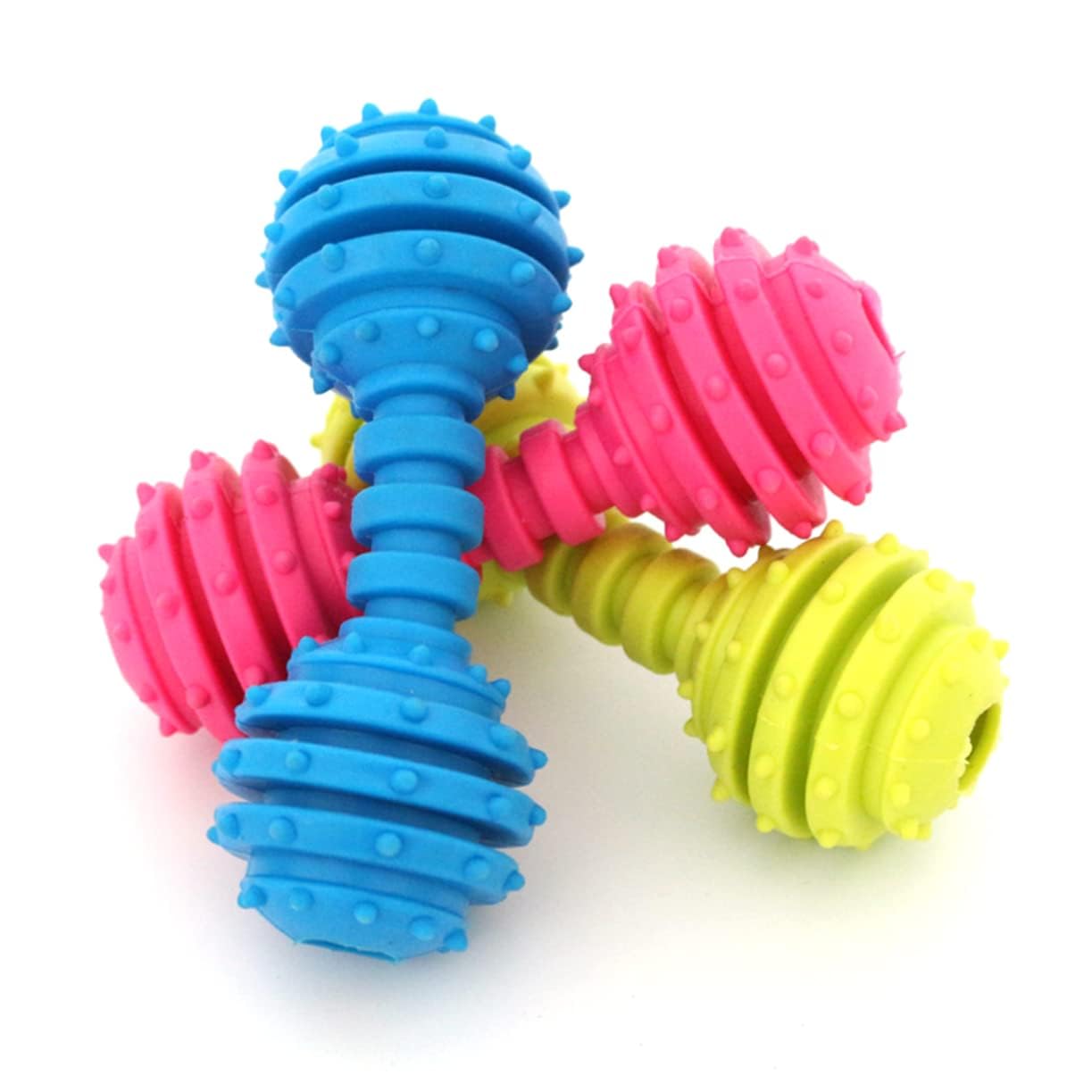 Bohobark Colourful Dog Doumble For Pet With Squeaky Sound Teether Toys For Pets Anxity Remover