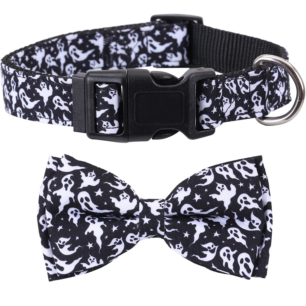 Halloween Dog Collar With Removable Cute Bow Tie Adjustable Pet Collars Large