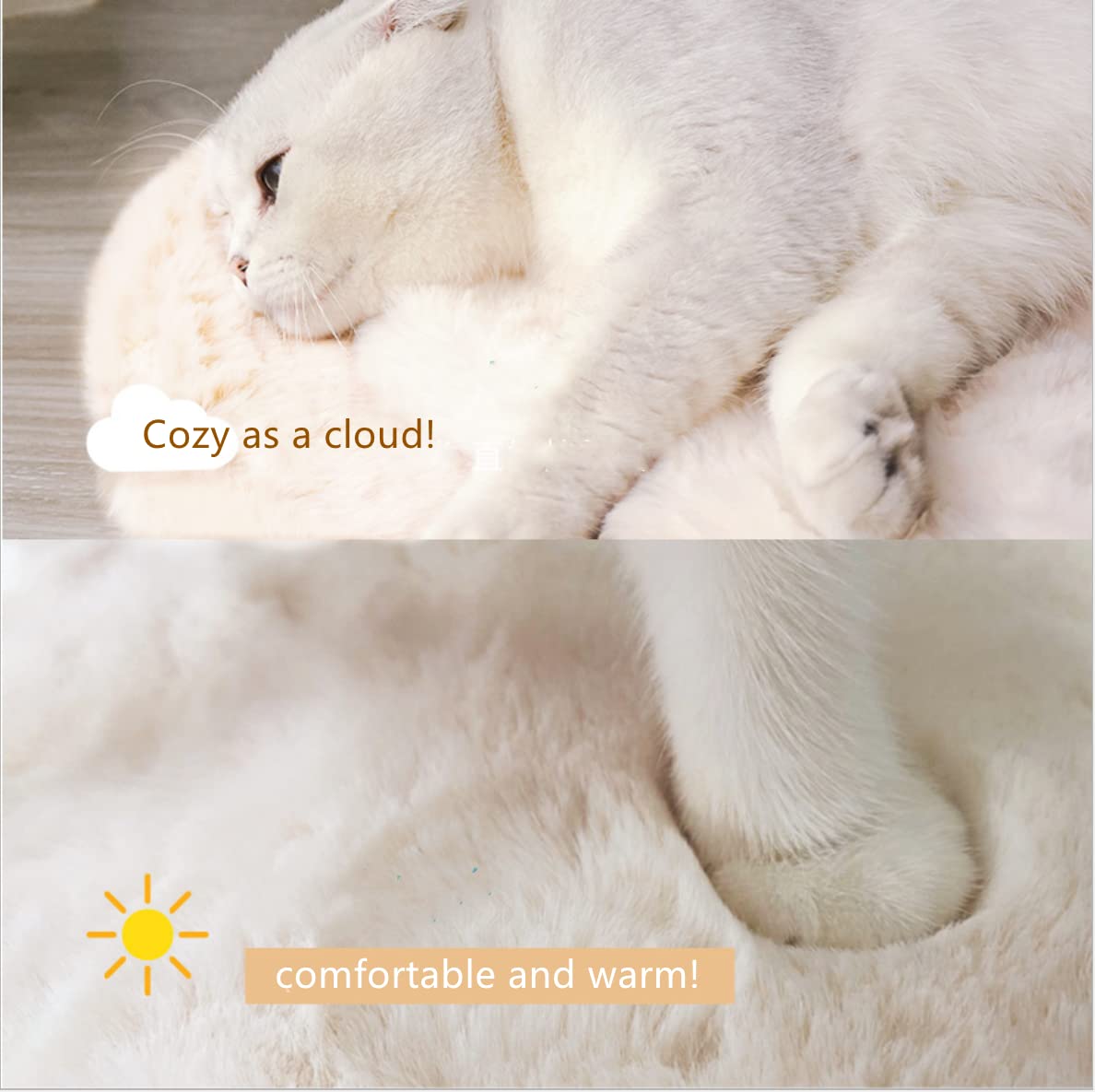 SHENGOCASE 2-Pack 16 Round Faux Rabbit Fur Cat Dog Bed Cushion Pad Mat, Cat Tree Tower Replacement Cushion Pad for Window Perch