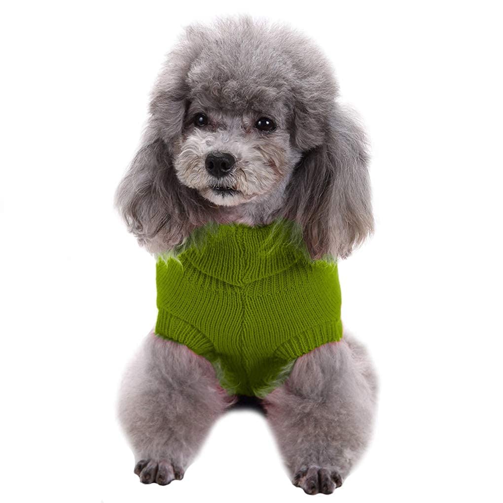 Small Dog Sweaters Knitted Pet Cat Warm Dog Sweatshirt Winter Clothes Kitten Puppy Sweater (X-Small,Light Green)