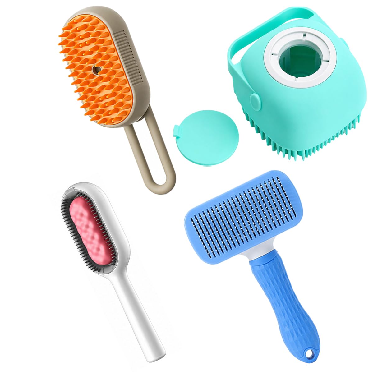 Professional 4 Piece Pet Grooming Kit With Self Cleaning Brush