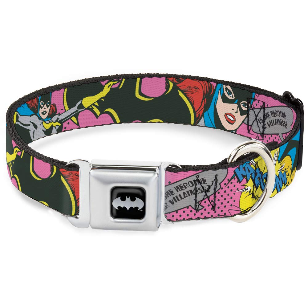 Buckle-Down Seatbelt Buckle Dog Collar - Batgirl-Is She Hero Or Villain? W/Batgirl In Action - 1.5'' Wide - Fits 13-18'' Neck - 
