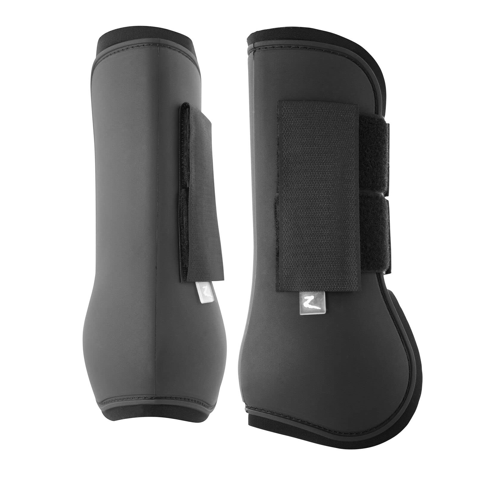 Horze Chicago Protective Horse Tendon Boots - Lightweight Open Front Boots For Jumping, Trail Riding, And Turnout (Pair) - Black