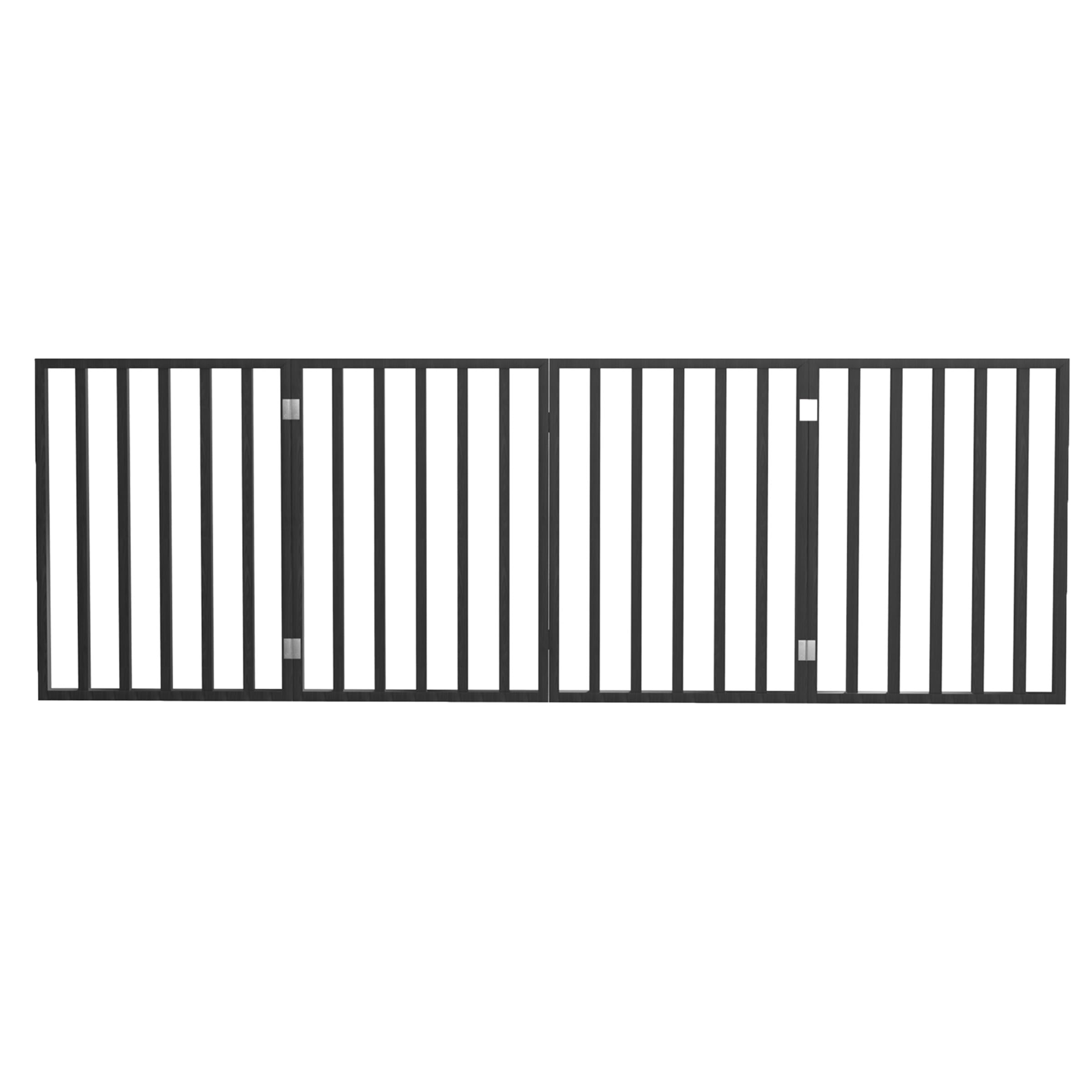 Indoor Pet Gate - 4-Panel Folding Dog Gate For Stairs Or Doorways - 72X24-Inch Freestanding Pet Fence For Cats And Dogs By Petmaker (Black)
