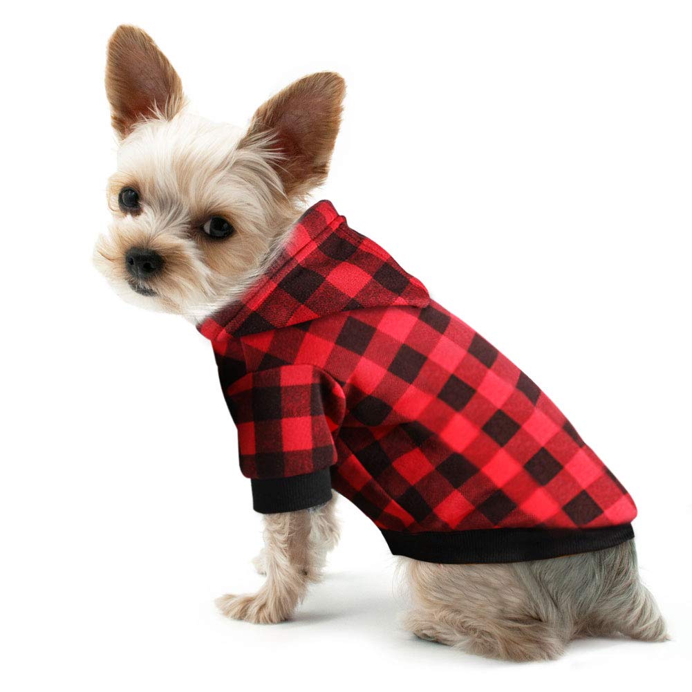 Plaid Dog Hoodie Sweatshirt Sweater For Extra Small Dogs Cat Puppy Clothes Coat Warm And Soft(Xs)