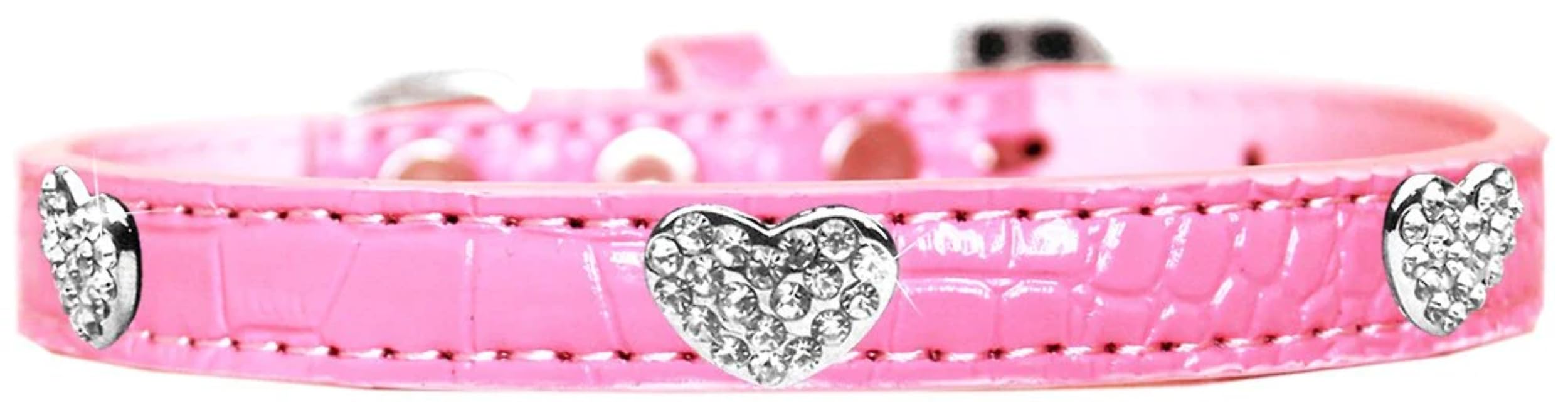 Dog, Puppy & Pet Designer Croc Collar, Crystal Heart Turquoise 10