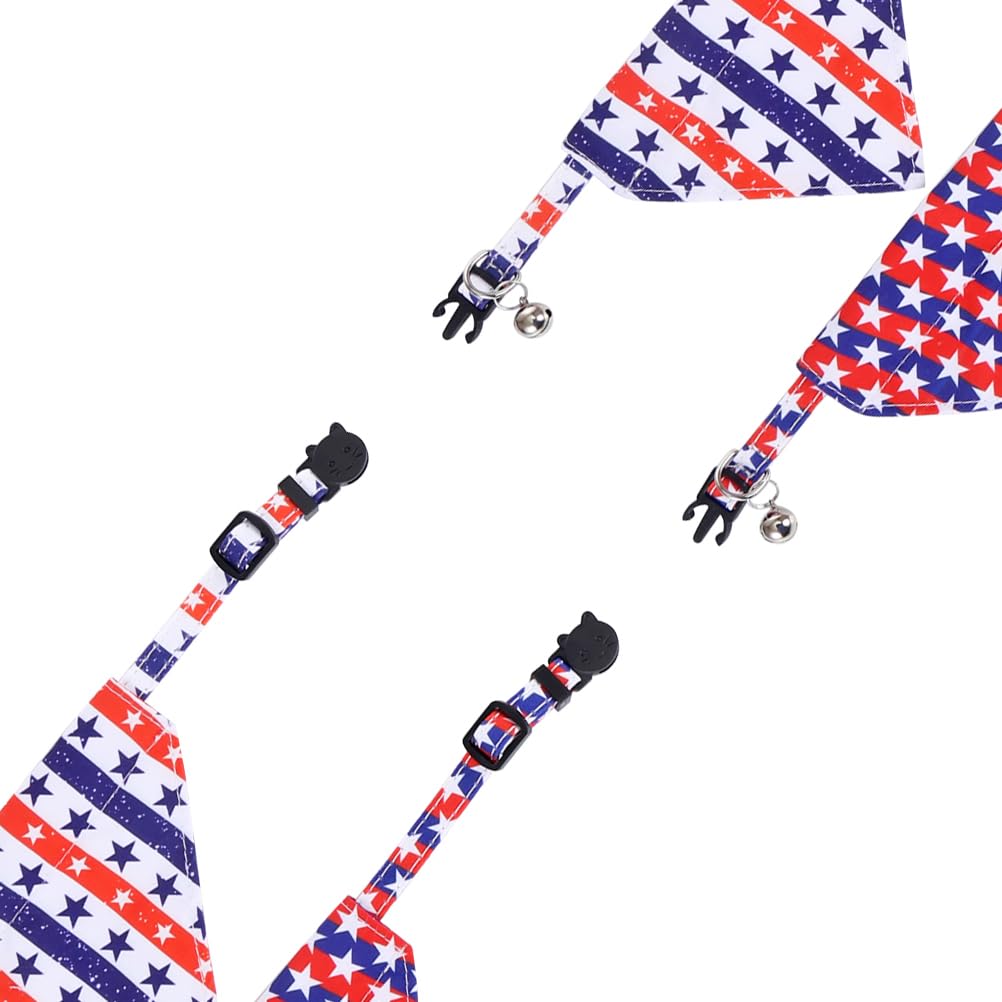 Lamphyface American Flag Cat Collar With Bell Bandana Star Adjustable 4Th Of July Breakaway Cat Kitten Collars For Independence