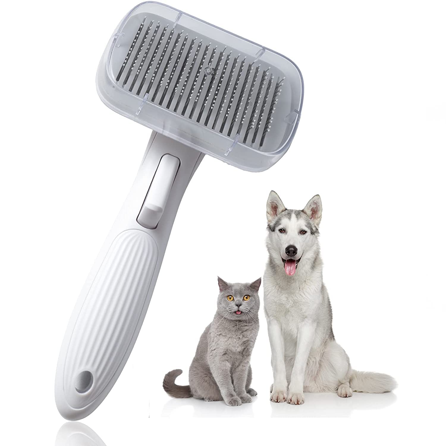 Woofy Self Cleaning Slicker Brush  Pet Grooming Shedding Brush For Long Or Short Haired Dogs Cats, Pet Deshedding Tool Remove U