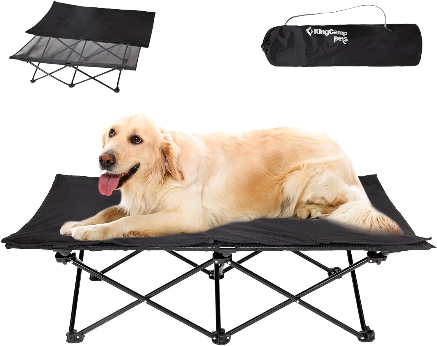 Kingcamp Elevated Dog Bed For Large Dogs, Raised Outdoor Indoor Portable Cooling Cot Lifted Pet Hammock Off Ground With Washable