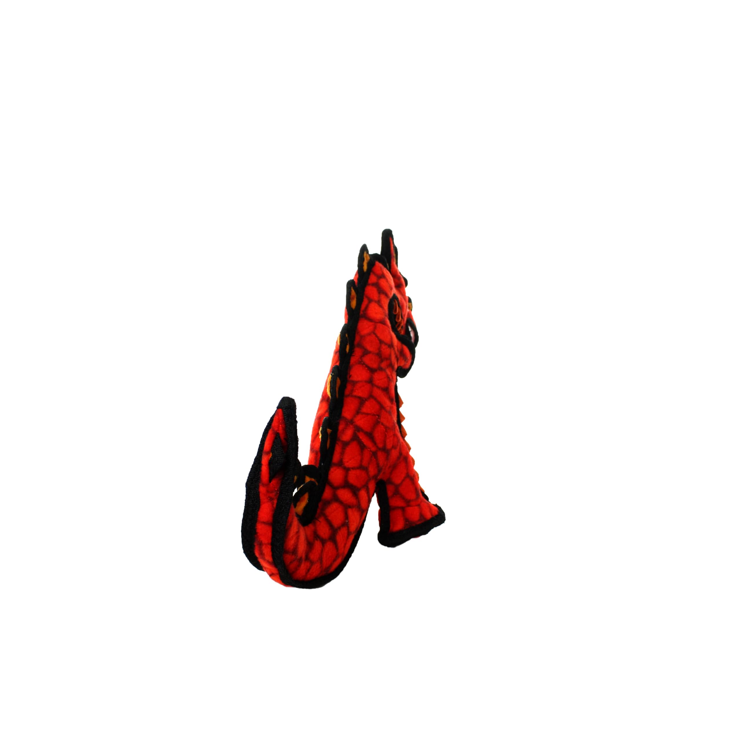 TUFFY Junior Dinosaur Destructosaurus Dog Toy - Durable, Interactive, Machine Washable, Red, Perfect for Tug, Toss & Fetch