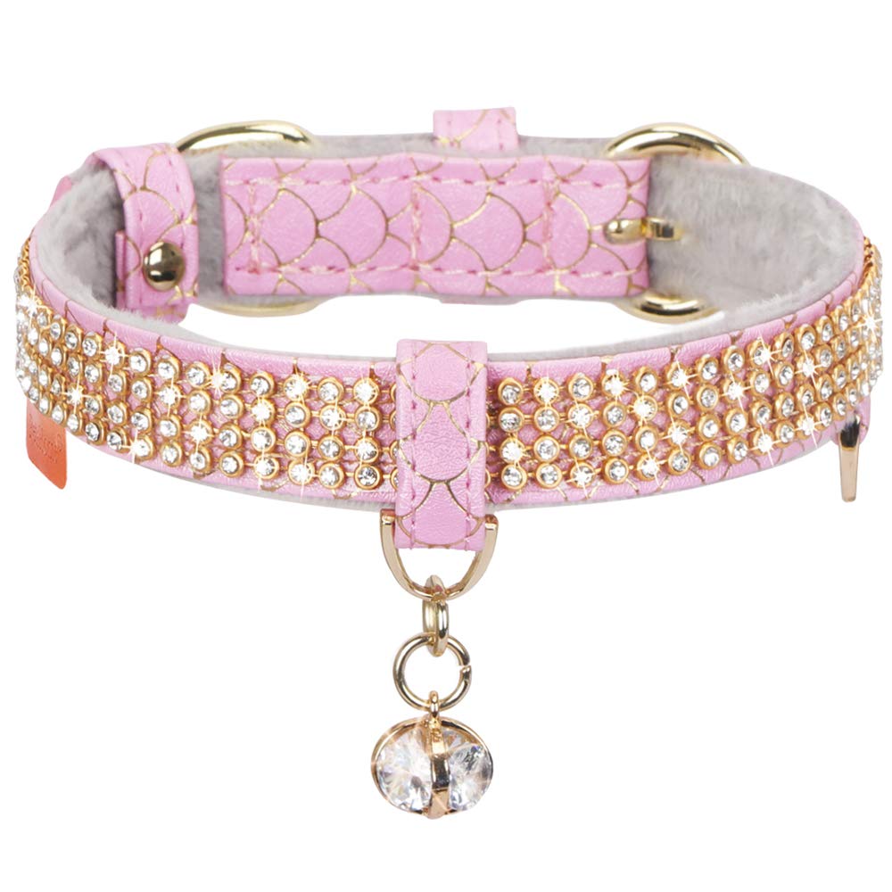 Petshome Cat Collar, Dog Collar, [Bling Rhinestones] Premium Pu Leather With Pendant Adjustable Collars For Cat And Small Dog Ex
