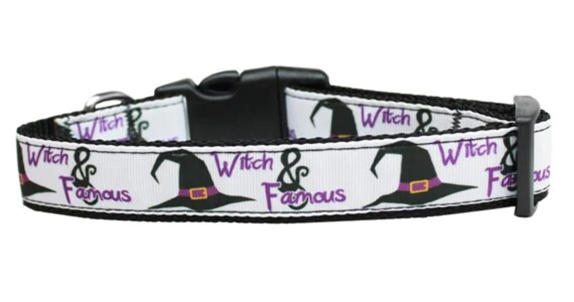Halloween Pet Dog & Cat Nylon Collar or Leash, "Witch and Famous" SM Collar