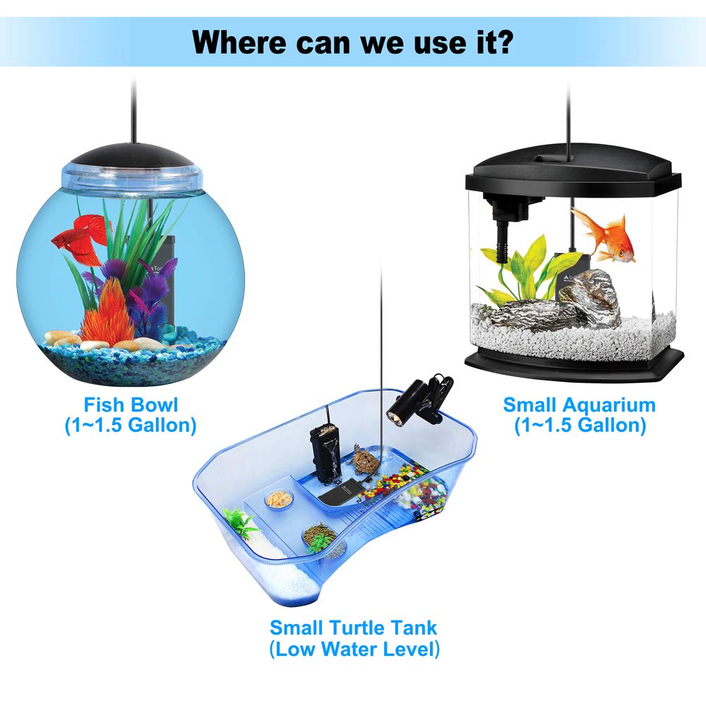 Datoo 10 Watt Small Aquarium Heater Mini Betta Flat Fish Tank Heater For 1 Gallon 1.5 Gallon