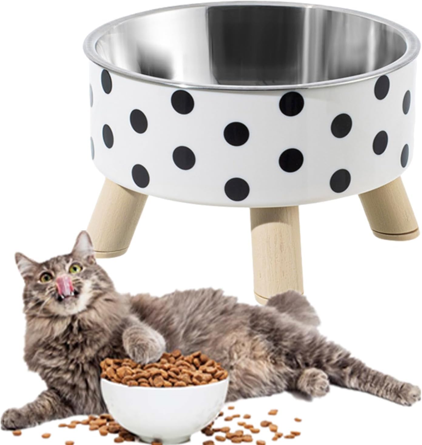Lookmint Black And White Designer Detachable AntiSkid Stainless Steel Food Bowls For Dogs ((1 Pc. Small)380 Ml)