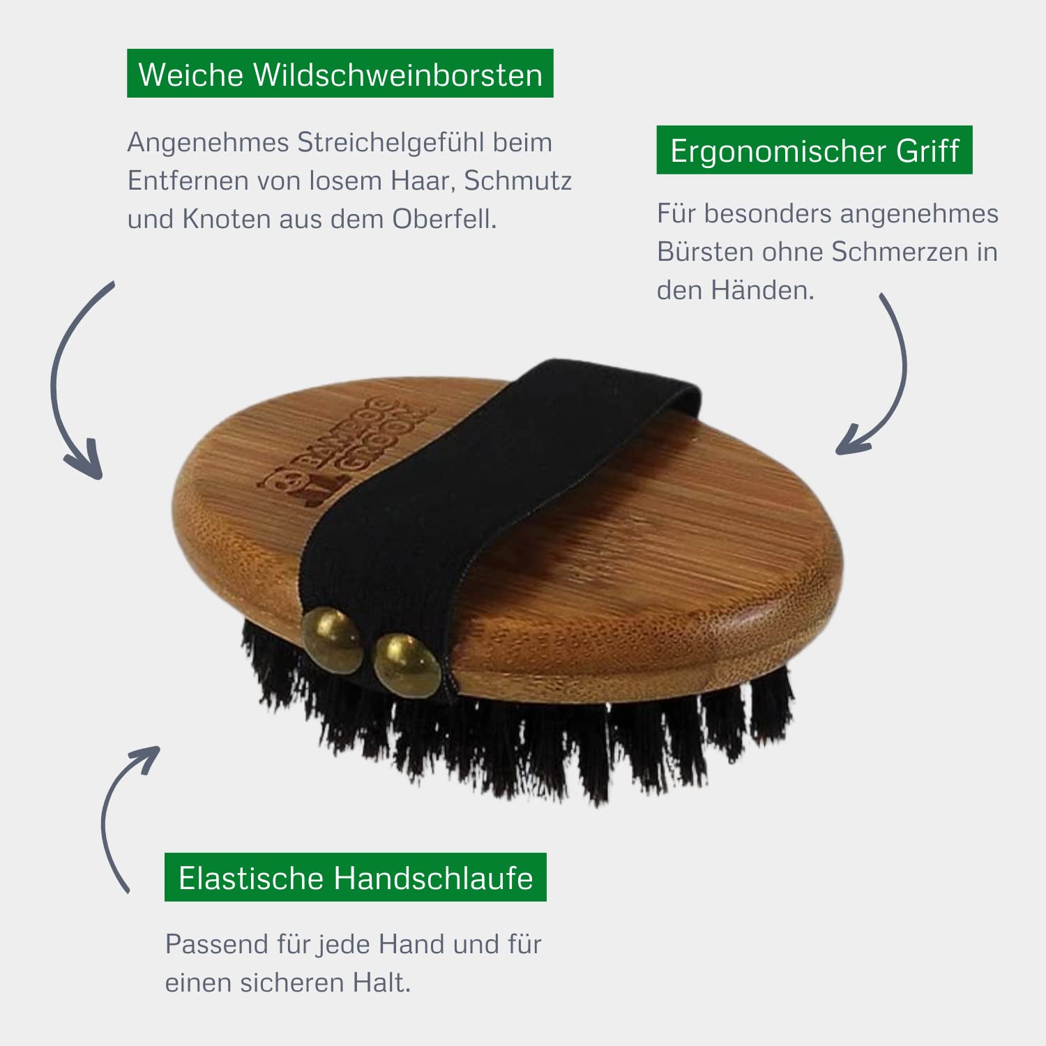Alcott Bamboo Groom Palm Brush With Boar Bristles For Pets